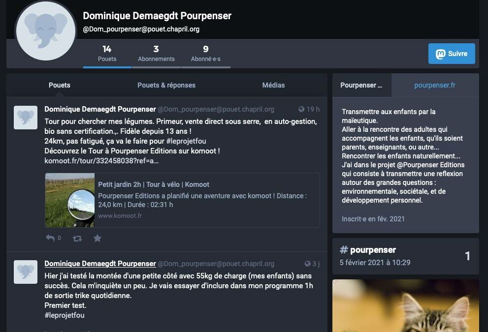 Comment suivre Dominique sans ouvrir un compte Mastodon…